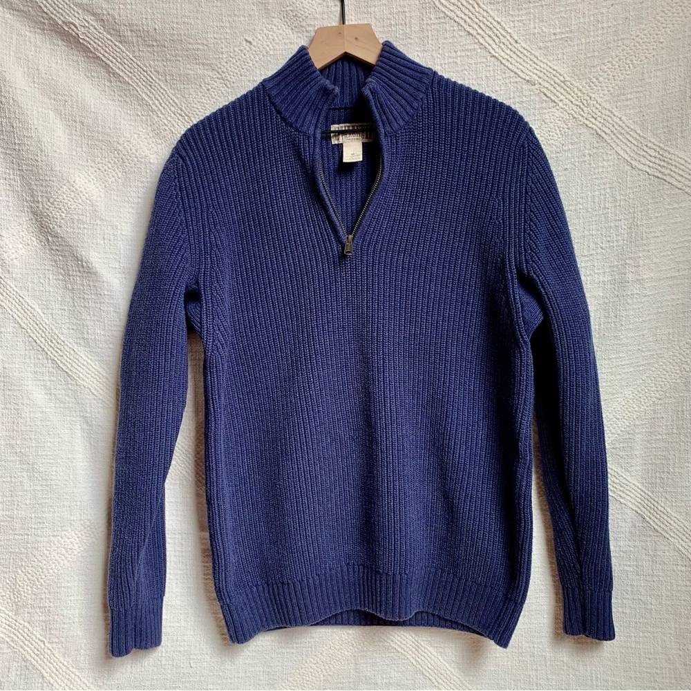 Duluth Navy Blue 100% Cotton Quarter Zip Pullover Sweater Knit Men’s Size M